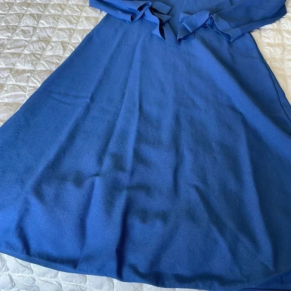 Alberta Ferretti blue knit open shoulders midi dress - Picture 10 of 16